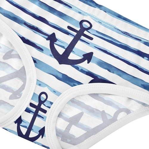 Navy Blue Anchors Stripes Girls Underwear Toddlers 2t Cotton Panties for Girl Fun Print Kids Briefs Undies4
