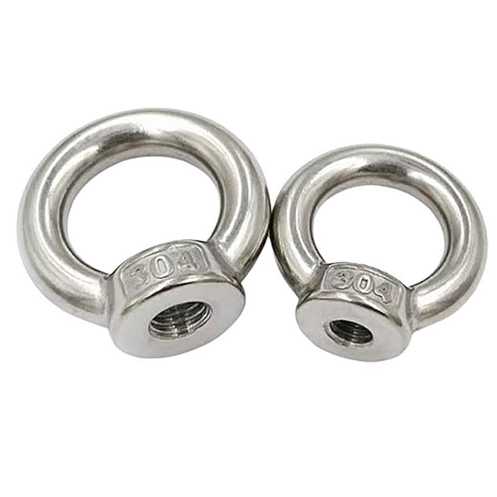 2 pcs of M18 304 Stainless Steel Ring Nut Lifting Eye Nut Lifting Ring Eye Bolt Female Threaded Eye Screw Bolts Fastener Hardware Eyebolt for Lifting Accessories