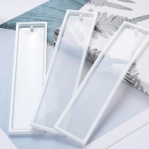 Miniatura 2 de COHEALI Marcapáginas 12 piezas de silicona transparente para hacer marcadores de libros, moldes de resina epoxi transparente, moldes de fundición de