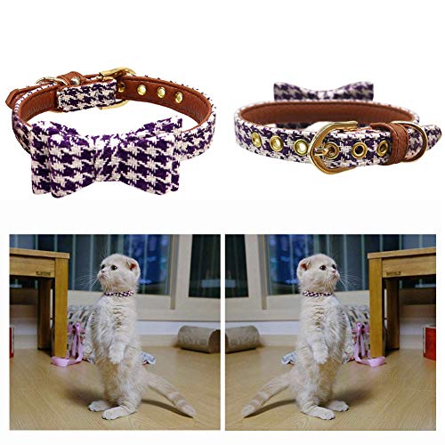 Mutocar Bow Tie Dog Collar And Leash Set 3Pcs - Size Adjustable, Soft Cute Cotton Leash Seat Belt Suitable, For Small And Medium-Sized Cats And Dogs #TOP6