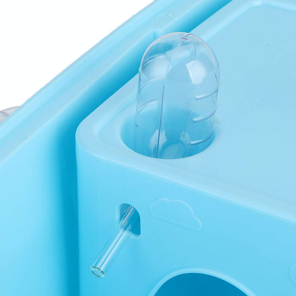 Acryl Hamsterkäfig mit Transparentem Blauen Lebensraum, 2-stöckige Plattform, Belüftungslöcher, Wasserflasche Zubehör für Kleintiere