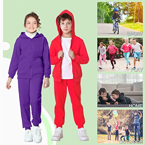 Kowdragon Kids Zip Up Hoodie Soft Brushed Fleece Sweatshirt Hooded Jacket With Pockets For Boys And Girls 3-12 Years (Purple, M) #TOP4