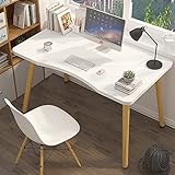 HaluHalu デスク パソコンデスク 机 勉強机 木製 PCデスク100cm 化粧台 リモートワーク用 仕事用 天板の縁は丸いデザインで、天板は凹弧デザイン 3分簡単組み立て (100CM, Type2)