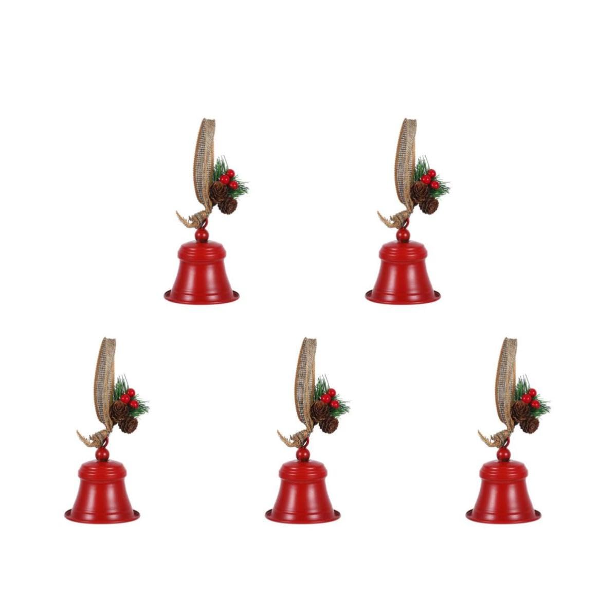 TOYANDONA 5 Pezzi Campanella Decorativa Natalizia in Metallo Rosso, Stile | Decorazione da Appendere, Uso Multiplo per Feste e Ghirlande, Forma a Campanella, Lunga Durata