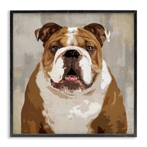 Bulldog Pet Collage Abstract Portrait, 12 x 12 Inch Framed Giclée Print