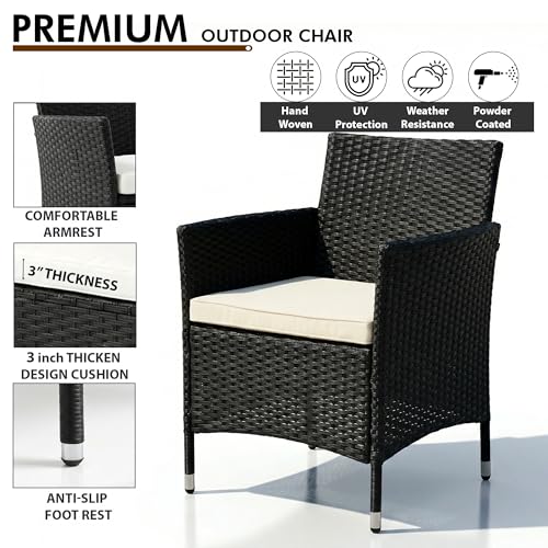 Image of OUTLIVING Outdoor 4 Seater Sofa Set || Patio Furniture Sets || Balcony Sofa || Indoor Sofa || Wicker Rattan Garden Sofa Set with Cushion and Center Table (Black)