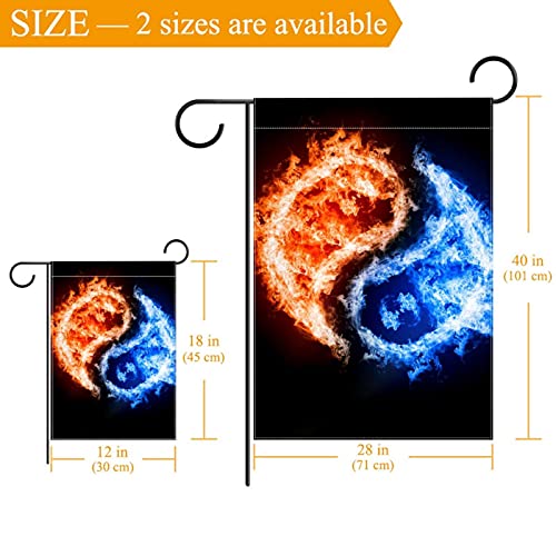 Drapeau de jardin Yin Yang en polyester pongé résistant avec design rétro double face