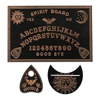 Ieron Ouija-Brett und Tarotkartenhalter-Set, schwarzes Holz-Spirit-Brett, Wünschelruten-Wahrsager-Bretter, Sprechbretter mit Planchette für Hexereibedarf
