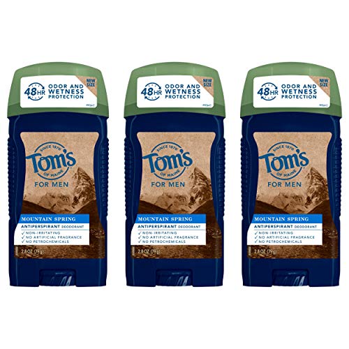 Tom's of Maine Antiperspirant Deodorant for Men, Mountain Spring, 2.8 oz. 3-Pack (Packaging May Vary)