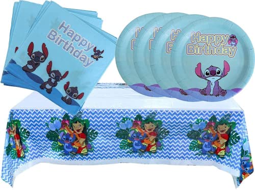 Lilo and Stitch Party SuppliesIncludes 20 Paper Plates 20 Napkin 1 Table Cloth Serves 20 Guest