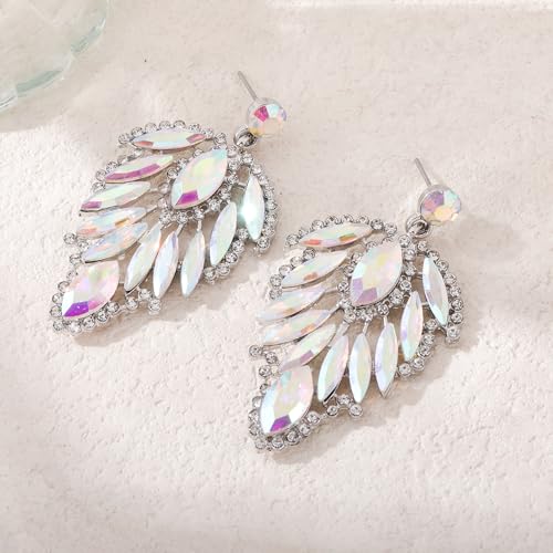 Elegant Crystal Chandelier Wedding Bridal Dangle Earrings (AB) - image 3