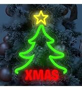 Christmas Tree Neon Sign, Xmas Trees LED Neon Signs for Wall Decor Art, Dimmable USB Powered Acry...