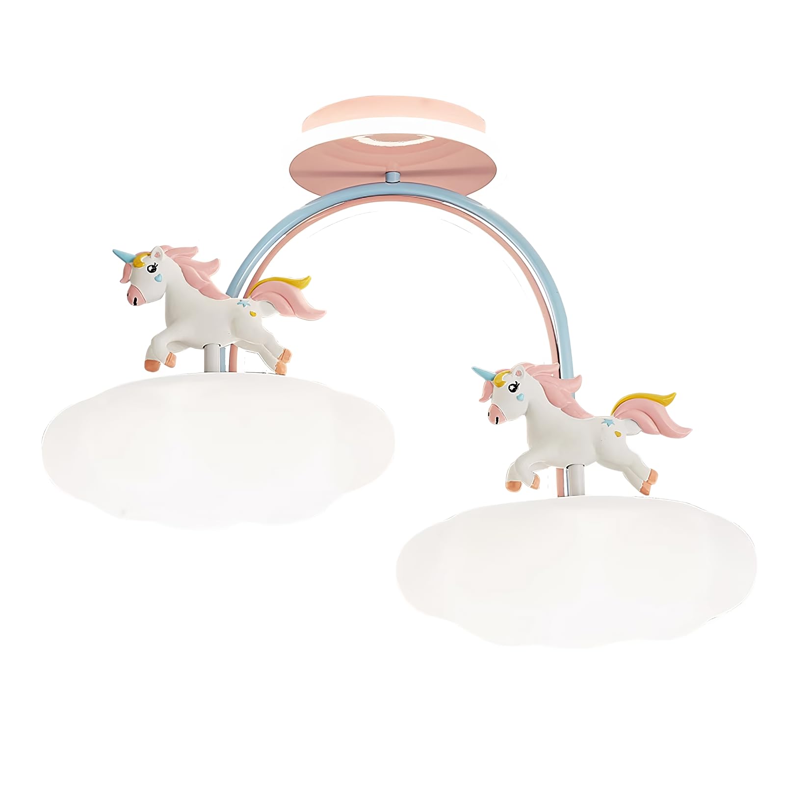UIOPPOI Pink Cartoon Ceiling Light Cloud Flush Light Modern Creative Personality Cloud Shaped and Unicorn Model Kids Ceiling Light for Kids Bedroom,Study Room Girls Room Study Room