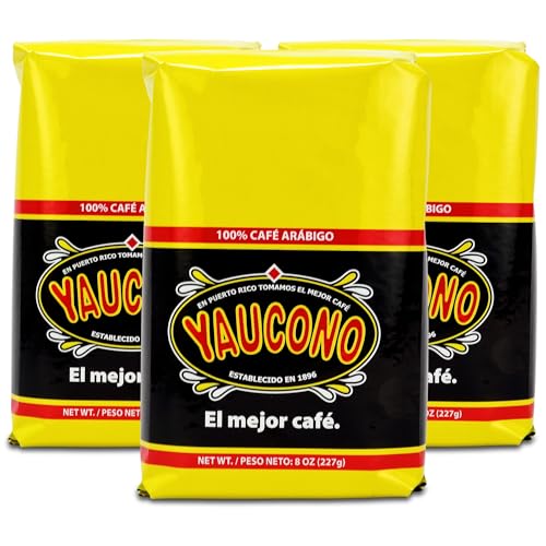 Yaucono Coffee Arabica Medium Roast Ground, Roasted and Bagged in Puerto Rico, 8 Ounce (Pack of 3)