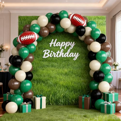 Image of Football Balloons 12 Inch Retro Dark Green Brown Ivory White Balloons