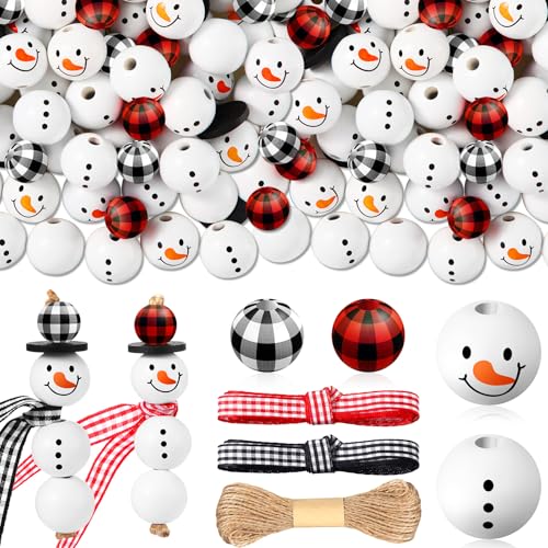 Landical 180 Piece DIY Christmas Snowman Wooden Bead Crafts Christmas...