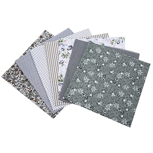 Image of Cotton Fabric DIY Making Supplies Quilting Patchwork Fabric Fat Quarter Bundles DIY for Quilting Cotton Patchwork Cushions (Grey, 20 inch x 20 inch)