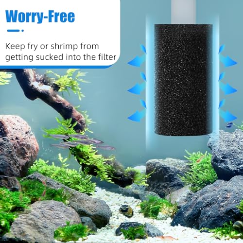 Image of AQUANEAT 12-Pack Pre-Filter Sponge for Aquarium Shrimp Fry Fish Tank Filter 0.8 inch Intake, Replacement Foam Cover