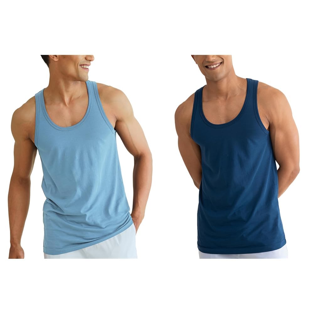 damensch Men's Neo-Cotton Ribbed Vest- Pack of 1- Better Blue- Large Men Neo-Cotton Antibacterial Vests- Pack of 1- True Teal- Large-picture-32