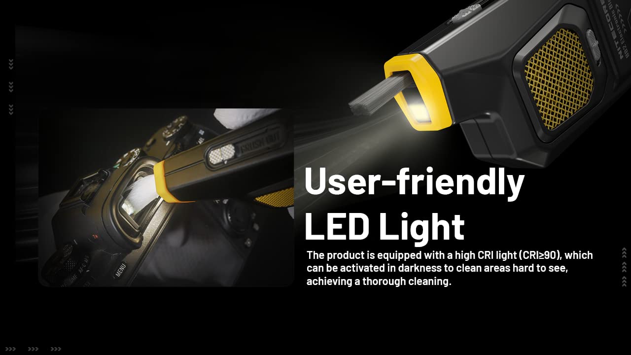 Nitecore BlowerBaby BB2 Souffleur électronique rechargeable USB-C pour appareil photo, clavier, ordinateur portable avec organisateur de câble Lumentac