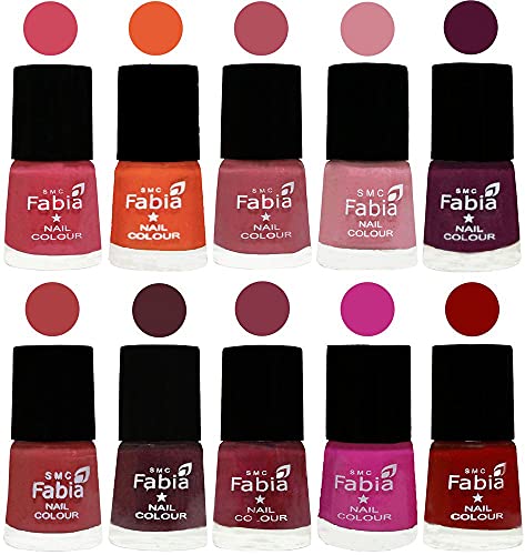 Image of ALL IN ONE (PACK OF 10), Long Lasting Glossy Nail Polish, 6 ml Each, All Vibrant Colours,02121