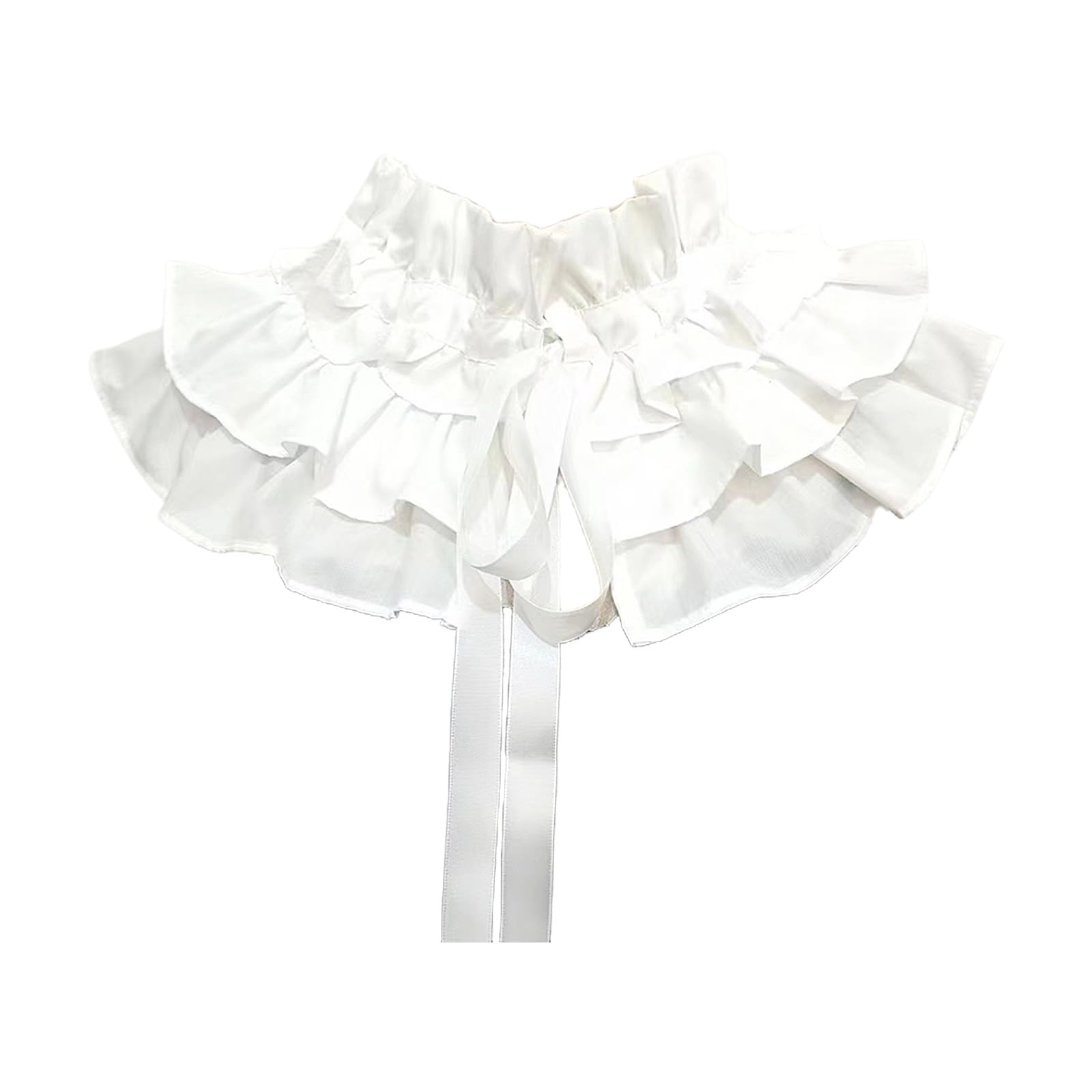 Psdndeww Unisex White Elegant French Trendy Detachable Lace Collar With Layered Ruffle For Women Daily Outfit And Occasion French Lace Detachable Collar