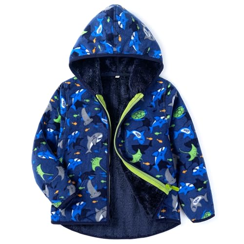 Image of Boys Girls Polar Fleece Jacket with Hood Toddler Coat 2-12 Years