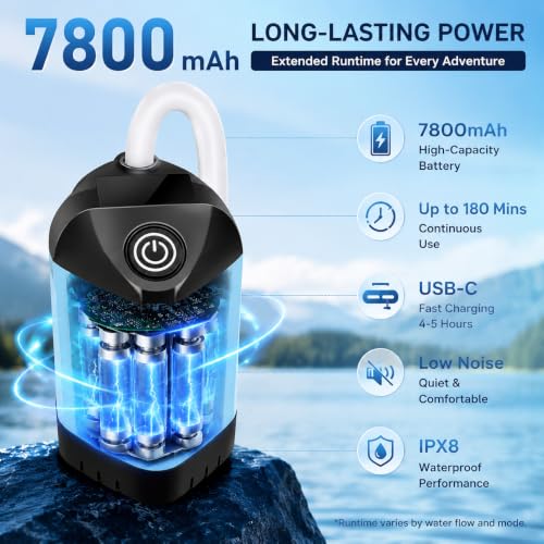 Ducha portátil para camping, bomba de ducha recargable 7800mAh miniatura 5