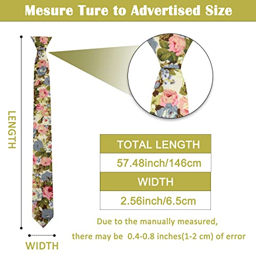 Image of Mantieqingway Men's Cotton Floral Neck Tie 2.56'' Printed Skinny Tie