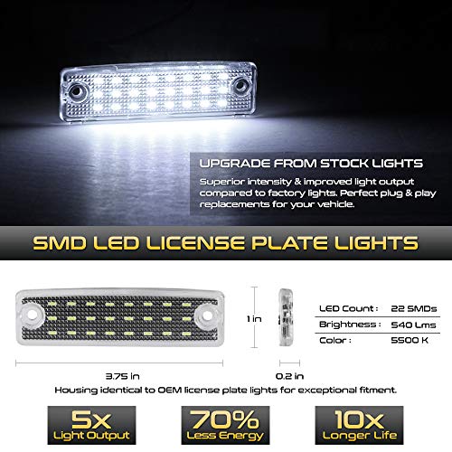 Vipmotoz Full Led License Plate Light For Toyota 4Runner Sequoia, 6000K Diamond White, 2-Pieces Tag Lamp Assembly Replacement #TOP1