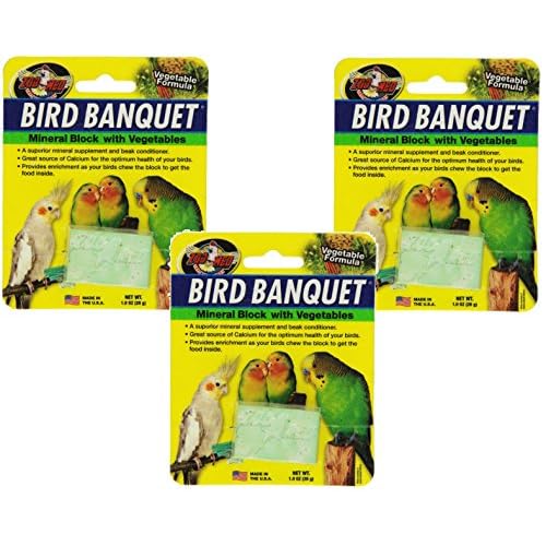 (3 Pack) Zoo Med Laboratories Bird Banquet Vegetable Mineral Block, Small