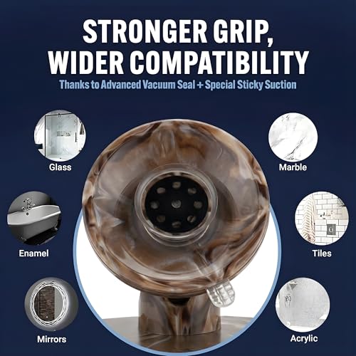Image of MIRRORVANA Fogless Shower Mirror for Shaving - Shatterproof Surface, Upgraded Suction Cup, and 360 Swivel Design - 6.3 inch x 6.3 inch (Cocoa Marble Print)