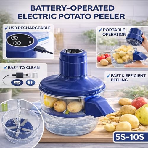 Pelador automático de frutas con un solo botón y batería recargable 4