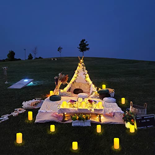 Image of Homemory 9 Pack Flameless Candles, Outdoor Waterproof, Battery Operated LED Pillar Candles with Remote Control and Timer, Plastic, Long Lasting