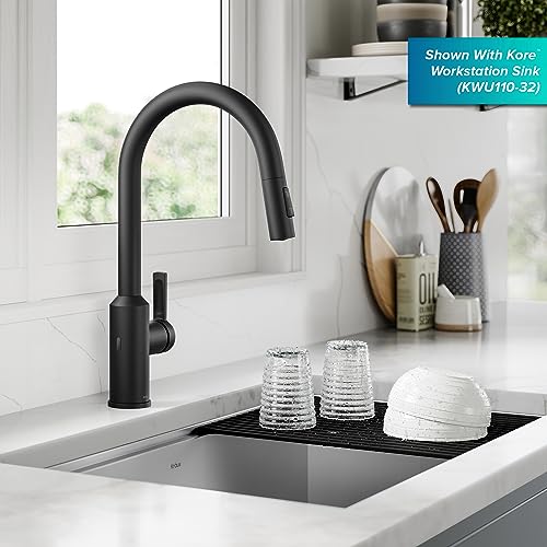 Image of KRAUS Oletto Touchless Sensor Pull-Down Single Handle Kitchen Faucet in Matte Black, KSF-2830MB