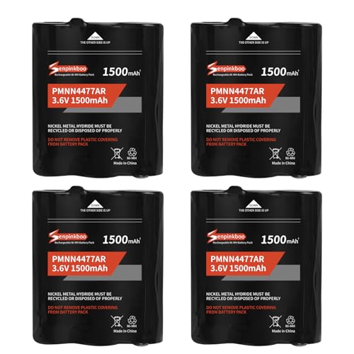 Senpinkboo 4-Pack PMNN4477AR Battery 1500mAh Upgraded for Motorola Talkabout T200 T260 T265 T270 T280 T400 T402 T460 T465 T470 T475 T480 T500 T503 T600 T800 T801 Battery 3.6V