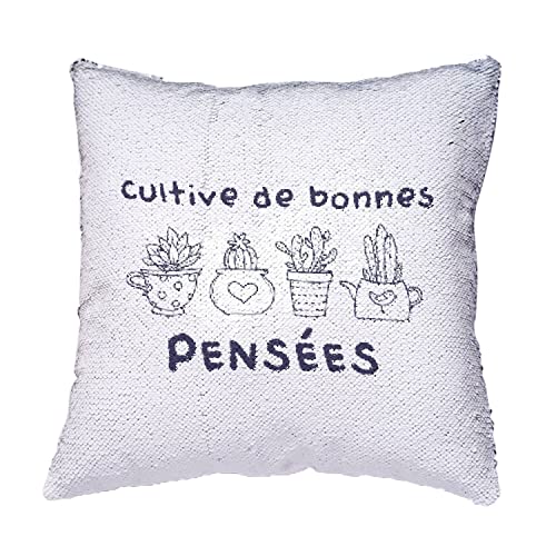 Federa per cuscino con paillettes, colore: nero, coltivazione di buoni pensieri, piante vaso da giardinaggio - Image 4