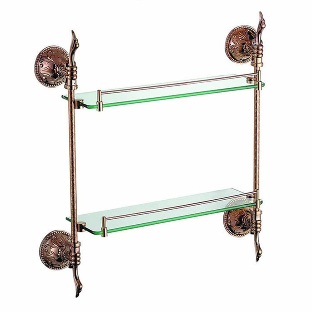 NUHSLF Shower Caddy Double-Layer Bathroom Shelf Double-Layer Glass Shelf Double-Layer Glass Shelf Double-Layer Dressing Table Bathroom Organizer C