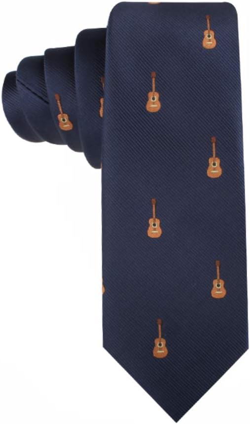 AUSCUFFLINKS Guitar Player Music Lover Tie for Him | Acoustic Guitarist Gift Skinny Neckties | Present for Work Colleague | Bday Gift for Guys (Guitar) - Image 3