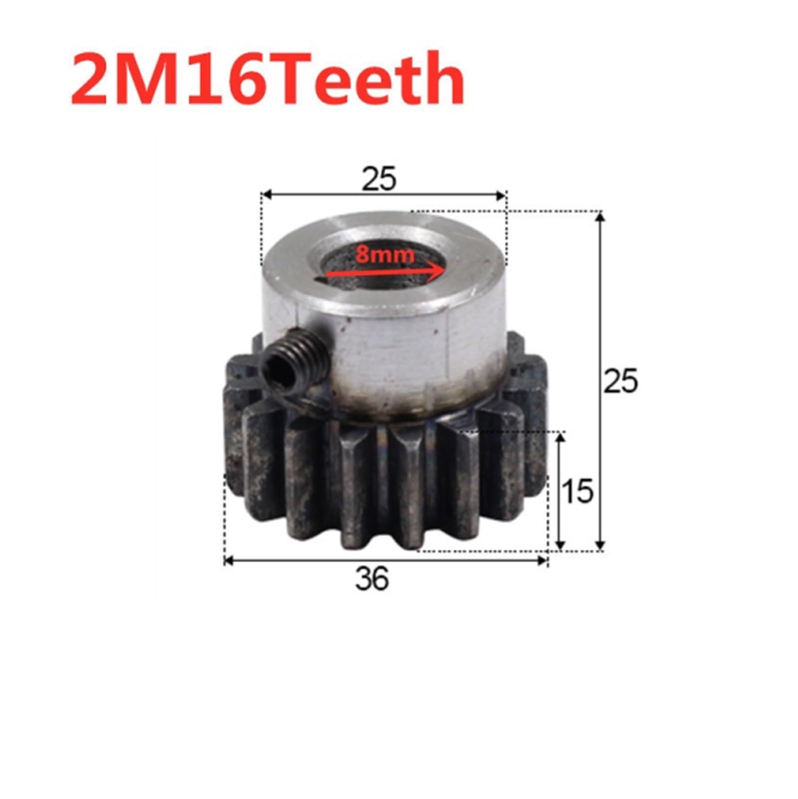 Bevel Gear Pinion Hardware Mechanical 1PCS Durable Convex Gear Pinion 2Module 16Teeth 8mm Hole Carbon Steel Convex Gear