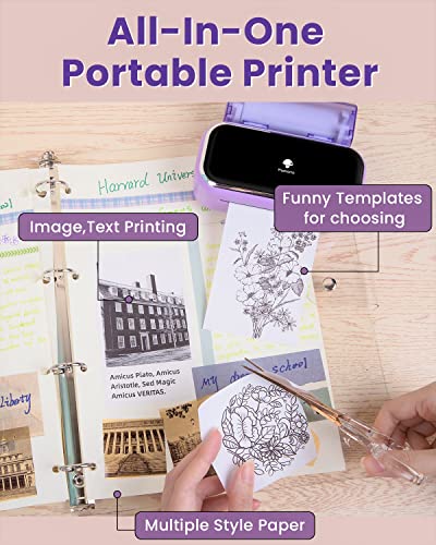 Phomemo M03 Portable Printer-2023 Bluetooth Portable Printer Photo Printer Wireless Portable Mobile Printer Thermal Printer Compatible With Ios + Android,Gift For Mom,Cute School Supplies-Purple #TOP2