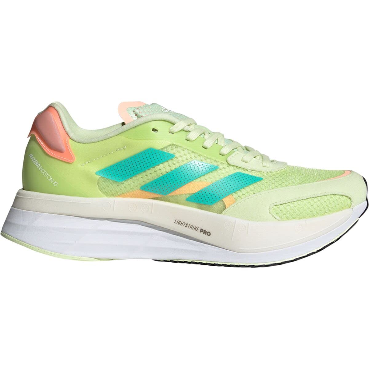 adidas Adizero Boston 10 Running Shoe - Women's Almost Lime/Mint Rush/Light Flash Orange, 10.5