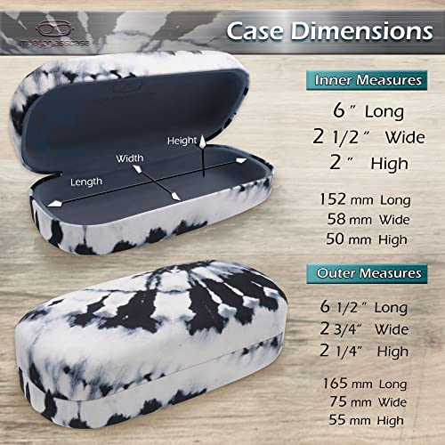 Image of MyEyeglassCase Extra Large Hard Shell Sunglasses Case for Large Rectangular Frames, Eyeglass Case with Pouch & Cloth