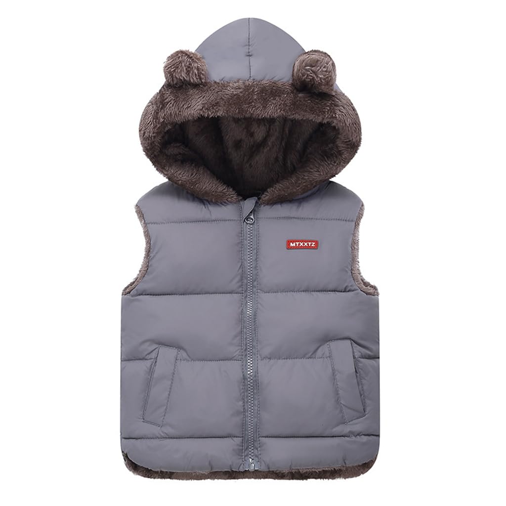 BRONG Niños Niñas Chalecos Chaquetas polares Chaleco Invierno Sin mangas Abrigo Cálido a prueba de viento Encapuchado Desgastar Trajes