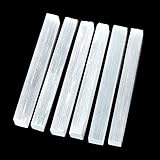XIANNVXI 4inch Selenite Crystal 6PCS Selenite Sticks Wand Crystals Bulk for Healing Reiki Metaphysical Energy Drawing Protection Wiccan Altar Supplies Crystal for Witchcraft
