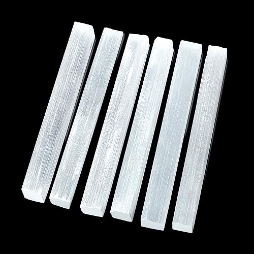 XIANNVXI 4inch Selenite Crystal 6PCS Selenite Sticks Wand Crystals Bulk for Healing Reiki Metaphysical Energy Drawing Protection Wiccan Altar Supplies Crystal for Witchcraft