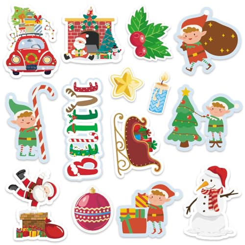 Image of Hying 56 PCS Christmas Cutouts Set - Xmas Snowman, Santa Gnomes, Winter Holiday Decorations for Bulletin Board, Classroom, Home - Cardstock Paper Cut-Outs