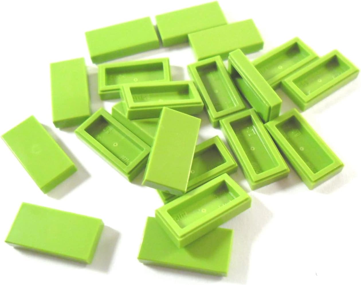 Bricks - Ferro da Stiro Liscio, 20 Pezzi, 1 x 2 perni, Colore: Verde Lime - Lego