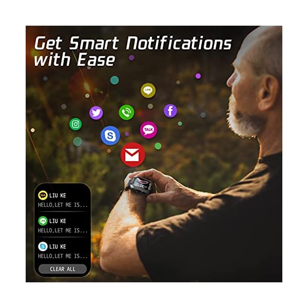 Slothcloud Smart Watches for Men,Fitness Activity Tracker Watch with Heart Rate Blood Oxygen Monitoring IP68 Waterproof 1.71 inch Full Touch Screen Smart Watch Compatible for iOS Android (Black) - Image 6