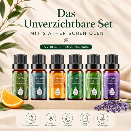Ätherische Öle Set 6x10ml Geschenkset für Diffuser – Bild 2